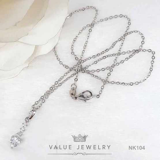 ValueJewelry สร้อยคอพร้อมจี้ ประดับคริสตัลเพชรรูปหัวใจ เพชรกลมเรียง ขนาดเล็ก NK104