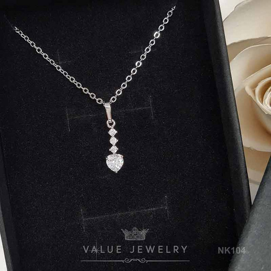 ValueJewelry สร้อยคอพร้อมจี้ ประดับคริสตัลเพชรรูปหัวใจ เพชรกลมเรียง ขนาดเล็ก NK104