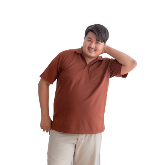 HAPPY TEE เสื้อโปโล PLUS SIZE มีกระเป๋า แขนสั้น