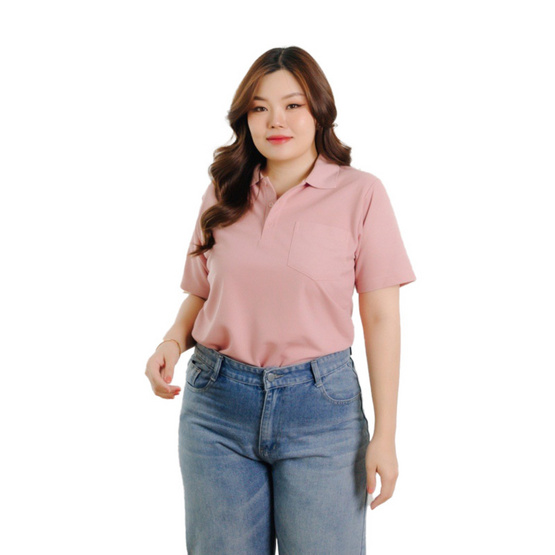 HAPPY TEE เสื้อโปโล PLUS SIZE มีกระเป๋า แขนสั้น