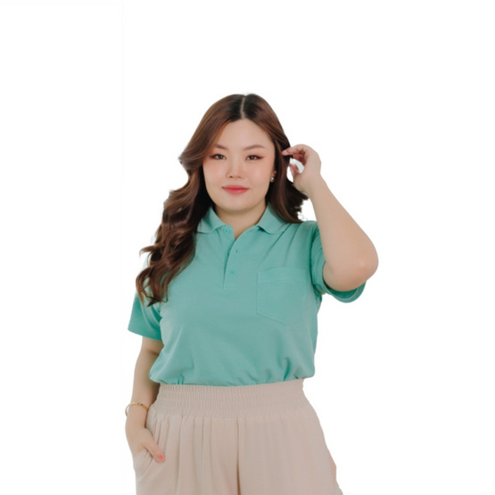 HAPPY TEE เสื้อโปโล PLUS SIZE มีกระเป๋า แขนสั้น