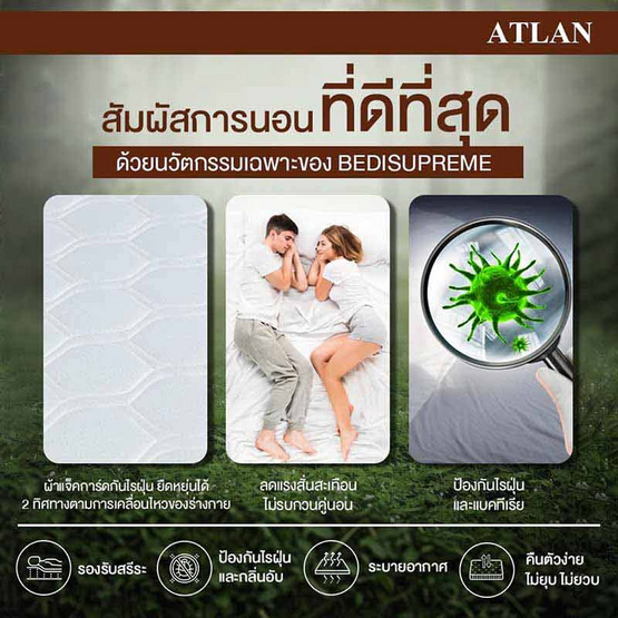 Bedisupreme ที่นอนยางพาราแท้ หนา 6.5 นิ้ว รุ่น ATLAN