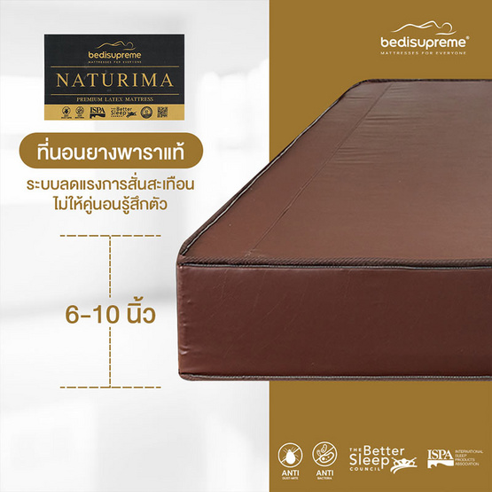 Bedisupreme ที่นอนยางพาราแท้ หนา 6 นิ้ว รุ่น Naturima PVC