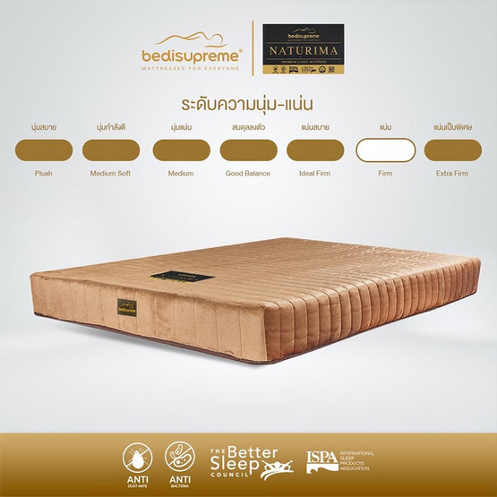 Bedisupreme ที่นอนยางพาราแท้ หนา 10 นิ้ว รุ่น Naturima Velour