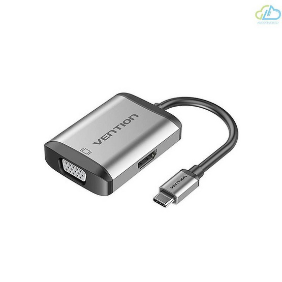 Vention สายแปลง 4 in 1 TYPE-C เป็น HDMI VGA USB3.0 PD (TFAHB) 15 ซม.