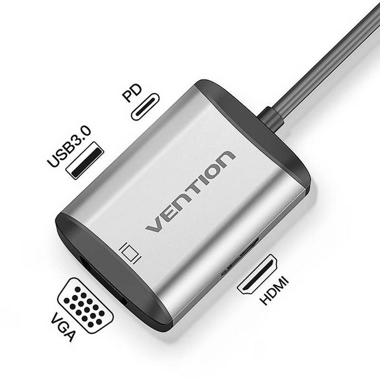 Vention สายแปลง 4 in 1 TYPE-C เป็น HDMI VGA USB3.0 PD (TFAHB) 15 ซม.