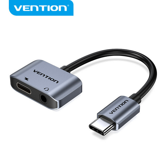 Vention สายแปลง TYPE-C เป็น 3.5 mm. และ PD Adapter (BGSHA) 15 ซม.