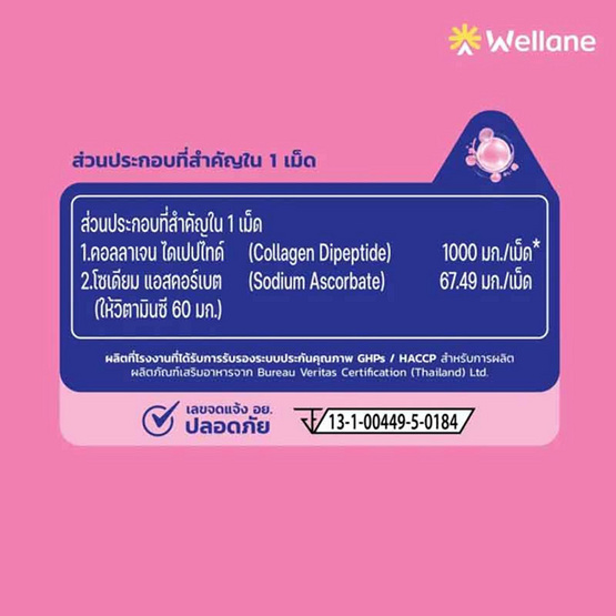 WELLANE คอลลาเจน ไดเปปไทด์ 1000 มก. 30 เม็ด และ ลูเมเน่ กลูต้า คอมเพล็กซ์ 800 มก. 30 เม็ด