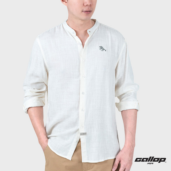 GALLOP1959 Men's Wear เสื้อคอจีนแขนยาว ผ้าลินิน รุ่น GW9034