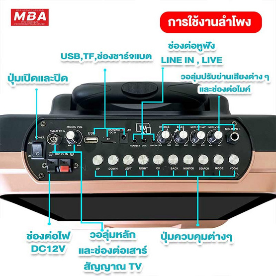 MBA  ลำโพงบลูทูธ มาพร้อมไมโครโฟน รุ่น S-90