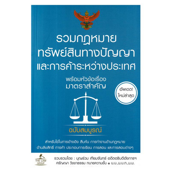 หนังสือ รวมกฎหมายทรัพย์สินทางปัญญาและการค้าระหว่างประเทศ พร้อมหัวข้อเรื่องมาตราสำคัญ