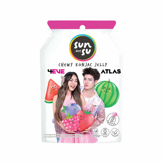 ซันซุ เยลลี่ผสมบุกกลิ่นแตงโม & มิกซ์เบอรี่ 96 กรัม (แพ็ก 6 ชิ้น)
