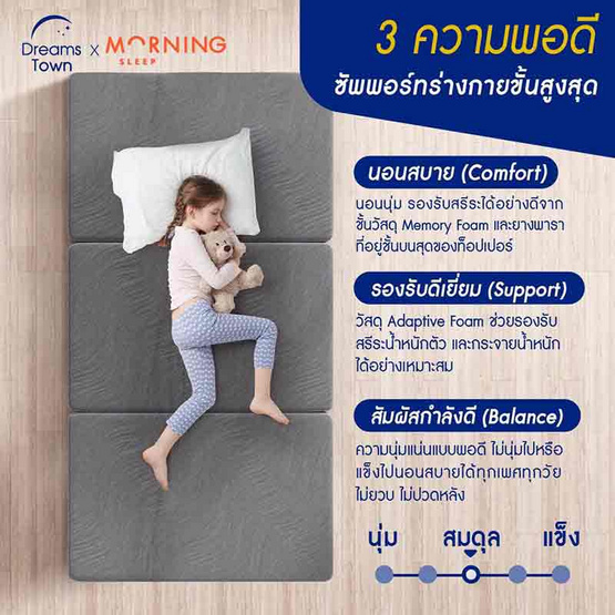 Morning Sleep ที่นอนปิคนิค รุ่น Tri-Fold Restmax LatexTopper หนา 4 นิ้ว