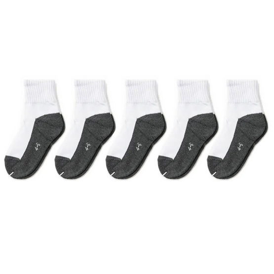 AIR SOCK ถุงเท้านักเรียนข้อกลาง ขาวพื้นเทา คละลาย (แพค 5 คู่)