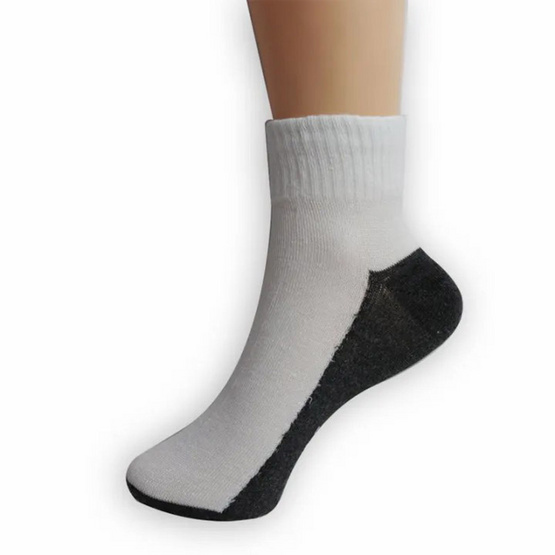 AIR SOCK ถุงเท้านักเรียนข้อกลาง ขาวพื้นเทา คละลาย (แพค 5 คู่)