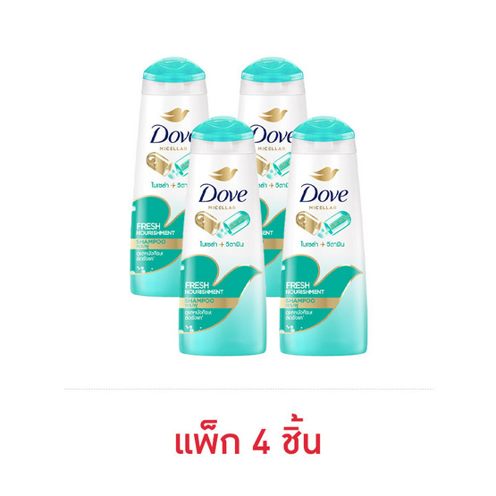 โดฟ แชมพู เฟรช นอริชเม้นท์ (สีเขียว) 140 มล. (แพ็ก 4 ชิ้น)