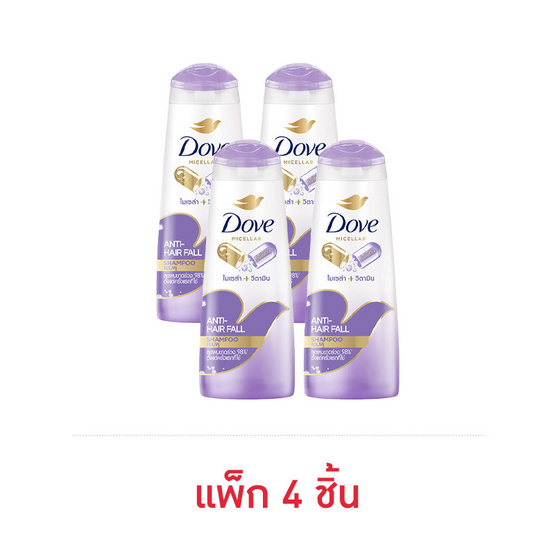 โดฟ แชมพู แอนตี้ แฮร์ฟอล (สีม่วง) 140 มล. (แพ็ก 4 ชิ้น)