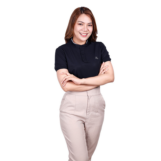 CP ALL เสื้อโปโลหญิง Upcycling คอจีน CP ALL เสื้อโปโลหญิง Upcycling คอจีน