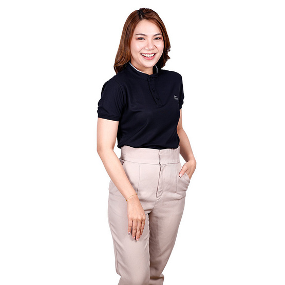CP ALL เสื้อโปโลหญิง Upcycling คอจีน CP ALL เสื้อโปโลหญิง Upcycling คอจีน