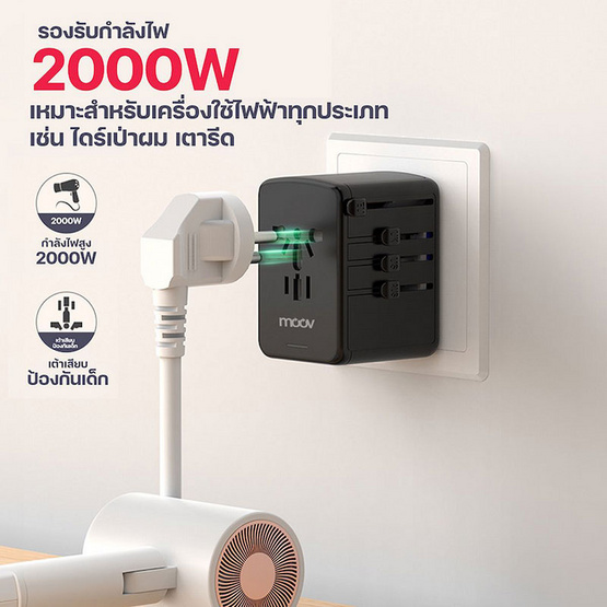 Moov หัวแปลงปลั๊กไฟ Universal Travel รุ่น TA03