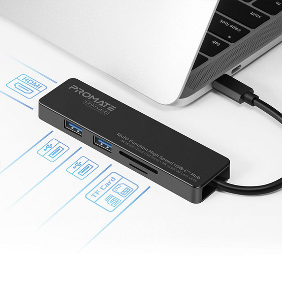 PROMATE อุปกรณ์ขยายช่องสัญญาณ Multi-Function High Speed USB-C Hub รุ่น LinkHub-C