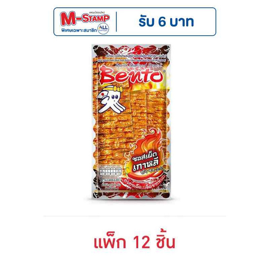 เบนโตะ ปลาหมึกอบรสซอสเผ็ดเกาหลี 18 กรัม (แพ็ก 12 ชิ้น)