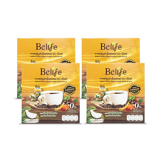 Belife กาแฟสมุนไพรเพื่อสุขภาพ บรรจุ 20 ซอง/กล่อง (แพ็ก 4 กล่อง) แถมฟรี 12 ซอง