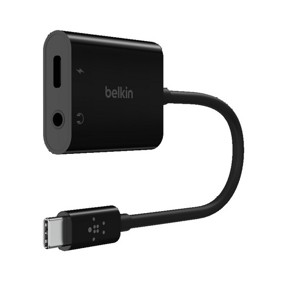 Belkin อุปกรณ์แปลงสัญญาณและกำลังไฟ RockStar 3.5mm Audio + USB-C Charge Adapter(NPA004btBK)