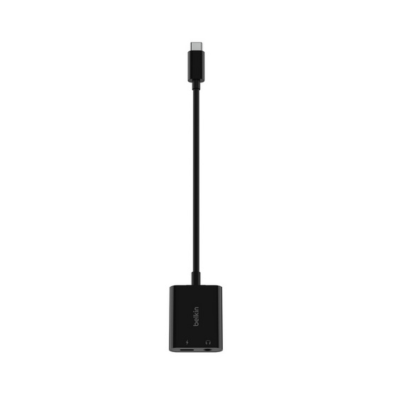 Belkin อุปกรณ์แปลงสัญญาณและกำลังไฟ RockStar 3.5mm Audio + USB-C Charge Adapter(NPA004btBK)