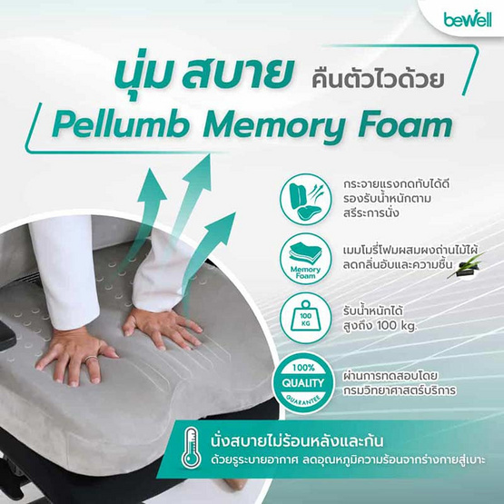 Bewell เบาะรองหลังเมมโมรี่โฟม รุ่น Ergocushion Plus