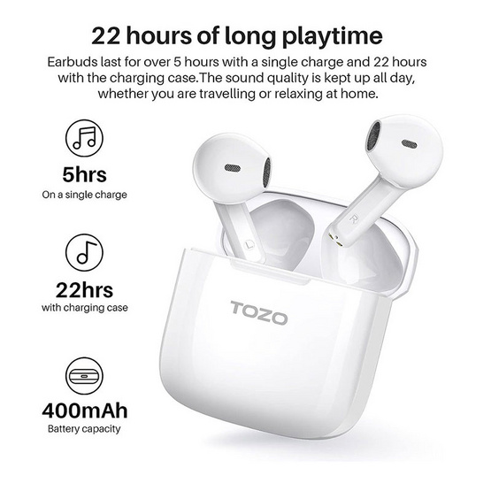 TOZO หูฟังบลูทูธแบบ True Wireless รุ่น A3