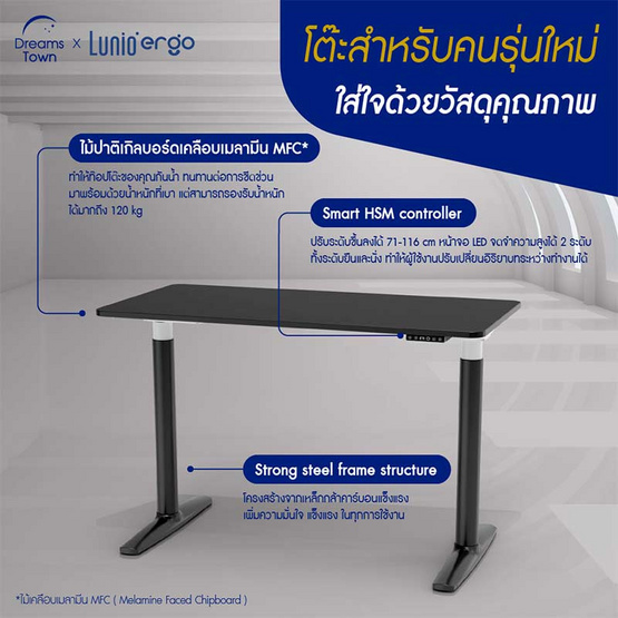 Lunio Ergo Spece One โต๊ะปรับระดับไฟฟ้าเพื่อสุขภาพ