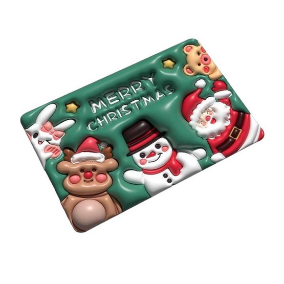 KOREA ME พรมเช็ดเท้านำเข้า กันลื่น ลาย Santa Merry Green