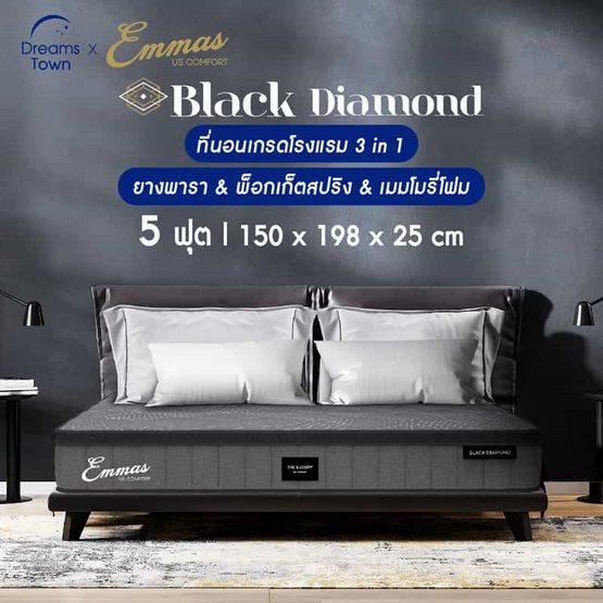 Emmas ที่นอนยางพารา 3in1 รุ่น Black Diamond