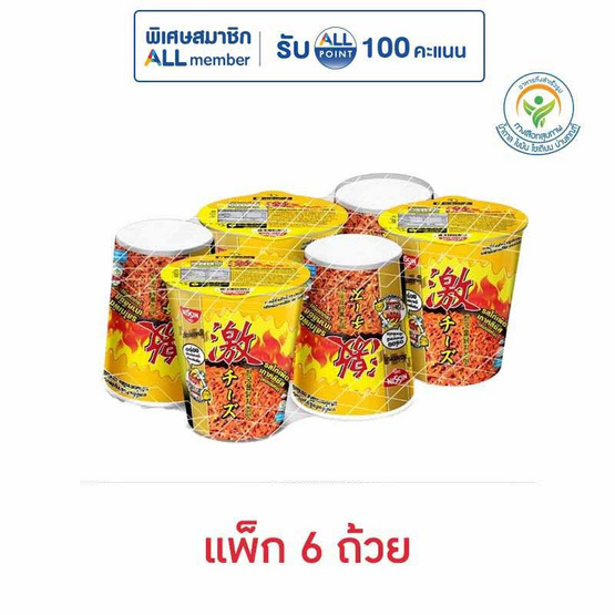 นิสชินคัพพรีเมี่ยม รสไก่เผ็ดเกาหลีชีส 69 กรัม (แพ็ก 6 ถ้วย)