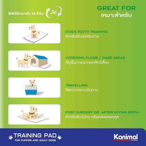 Kanimal Activated Carbon Pad แผ่นรองฉี่สัตว์เลี้ยง สูตรคาร์บอน