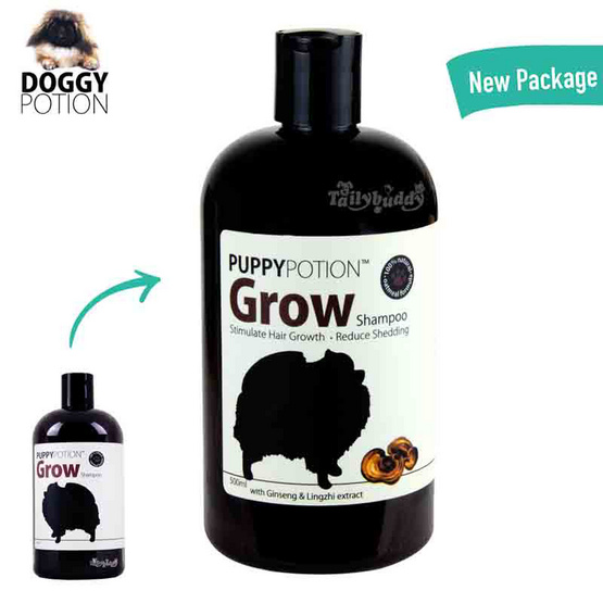 Puppy Potion สูตร Grow แชมพูสุนัข สารสกัดจากโสม ลดขนร่วง 500ml