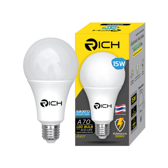 RICH หลอดบัล์บ อีโค่ไลฟ์ 15w 6500K (2ชิ้น/ชุด)