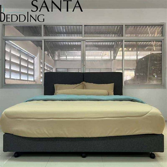 Santa Bedding ชุดผ้าปูที่นอน สีน้ำตาลอ่อน+ผ้านวม สีน้ำตาลอ่อนเขียว