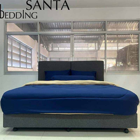 Santa Bedding ชุดผ้าปูที่นอน สีน้ำเงิน+ผ้านวม สีน้ำตาลอ่อนน้ำเงิน