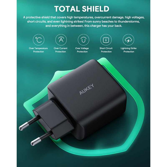 Aukey หัวชาร์จ รุ่น PA-B4T Aukey หัวชาร์จ รุ่น PA-B4T