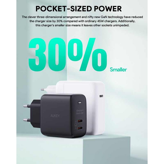 Aukey หัวชาร์จ รุ่น PA-B4T Aukey หัวชาร์จ รุ่น PA-B4T