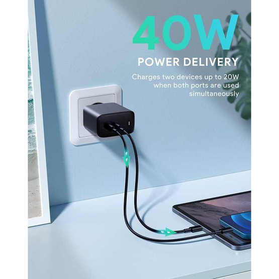Aukey หัวชาร์จ รุ่น PA-R2S Aukey หัวชาร์จ รุ่น PA-R2S