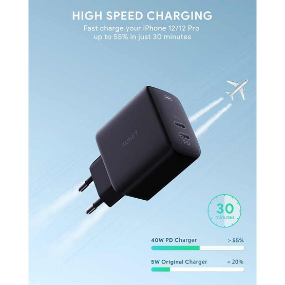 Aukey หัวชาร์จ รุ่น PA-R2S Aukey หัวชาร์จ รุ่น PA-R2S