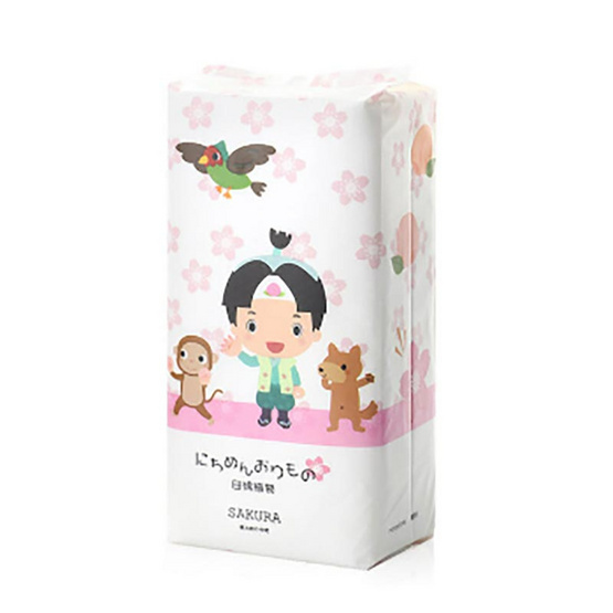 Nichimen Orimono แผ่นเช็ดหน้าผลิตจากผ้าฝ้าย 100% Sakura 60 แผ่น