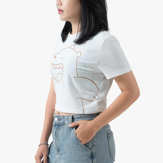 DOSH WOMEN'S CROPPED T-SHIRTS WE BARE BEARS เสื้อครอปสั้น DBBWT1038