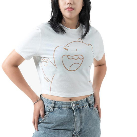 DOSH WOMEN'S CROPPED T-SHIRTS WE BARE BEARS เสื้อครอปสั้น DBBWT1038