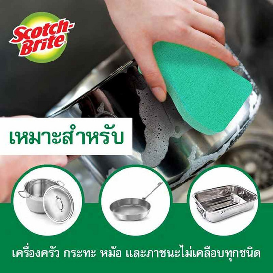 สก๊อตช์ไบรต์ 3M แผ่นใยขัดพร้อมฟองน้ำ สครับดอท รุ่นทั่วไป สีเขียว สก๊อตช์ไบรต์ 3M แผ่นใยขัดพร้อมฟองน้ำ สครับดอท รุ่นทั่วไป สีเขียว