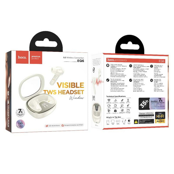 Hoco หูฟังบลูทูธแบบ True Wireless รุ่น EQ6