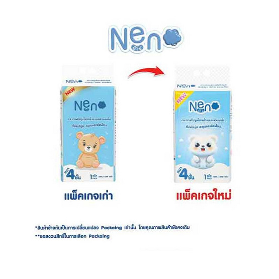นีโน่ กระดาษทิชชู่อเนกประสงค์แบบแขวนผนัง หนา 4 ชั้น 1,280 แผ่น/แพ็ก  (ยกลังมี 4 แพ็ก)